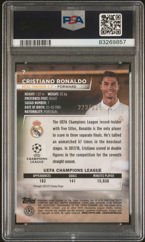 2022-23 Topps Stadium Club Chrome Uefa #7 Cristiano Ronaldo Aq Grn Ref PSA 10