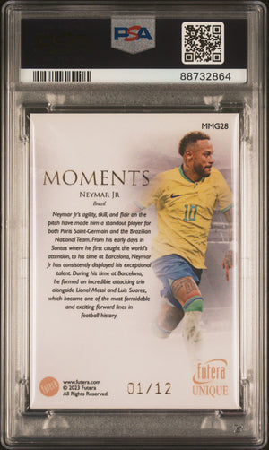 2023-24 Futera Unique World  23kt Gold Plated #MMG28 Neymar Jr PSA 9