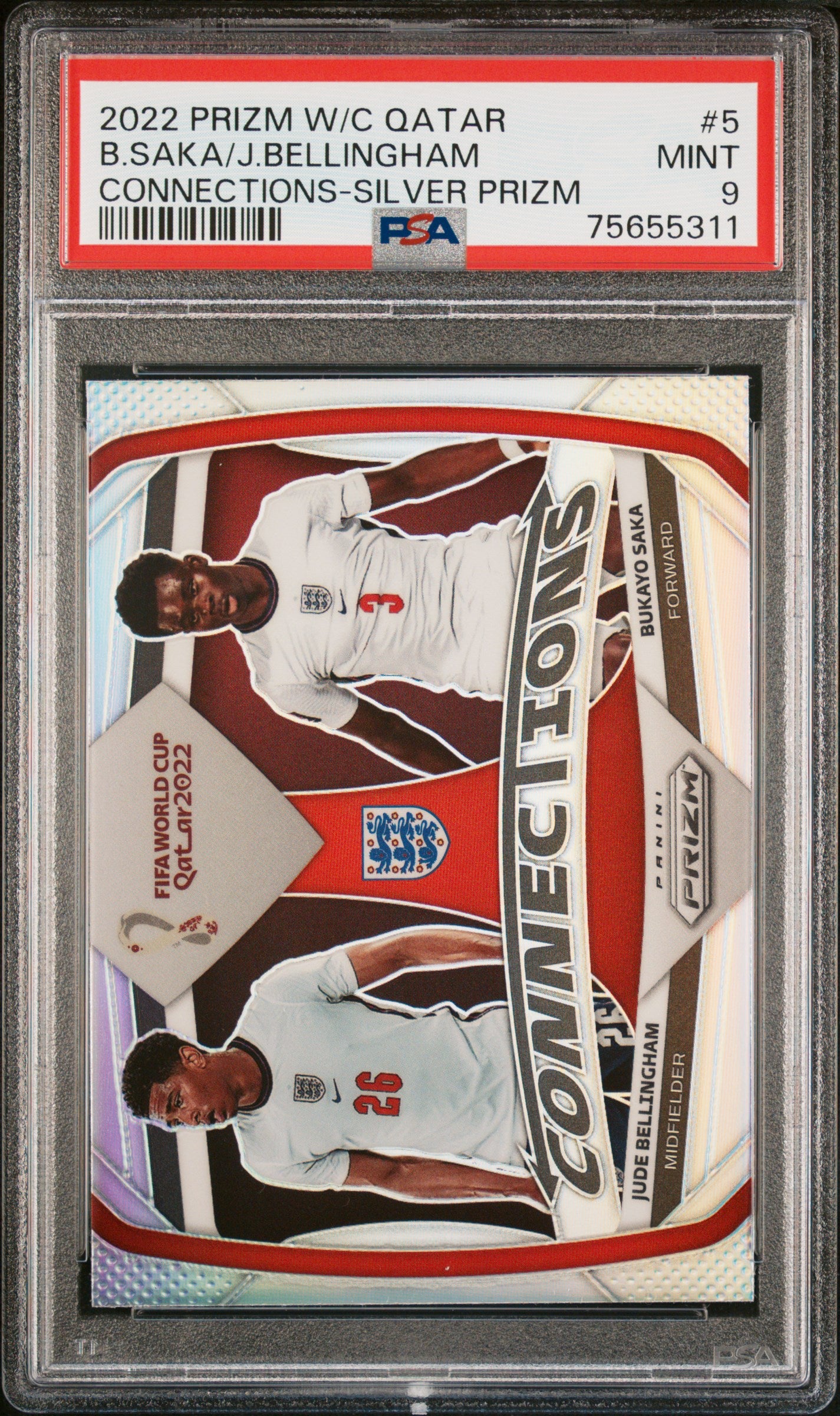 2022 Prizm World Cup  #5 B.Saka/J.Bellingham Connections-Silver Prizm PSA 9