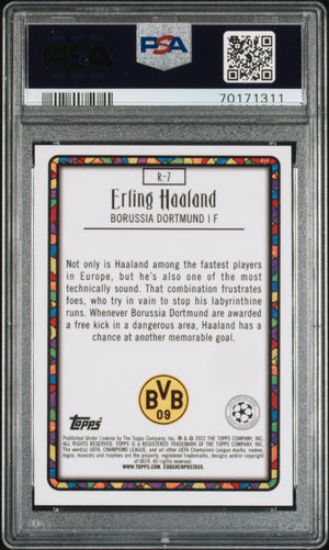 2021-2022 Topps Merlin Chrome Uefa League  #R7 Erling Haaland PSA 9