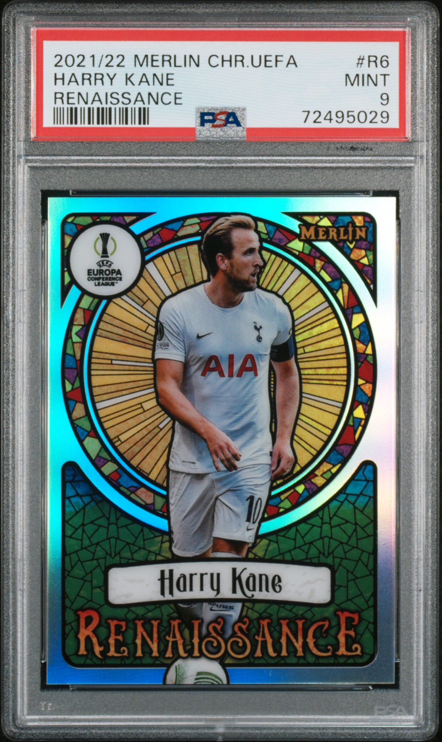 2021-2022 Topps Merlin Chrome Uefa League Renaissance #R6 Harry Kane PSA 9