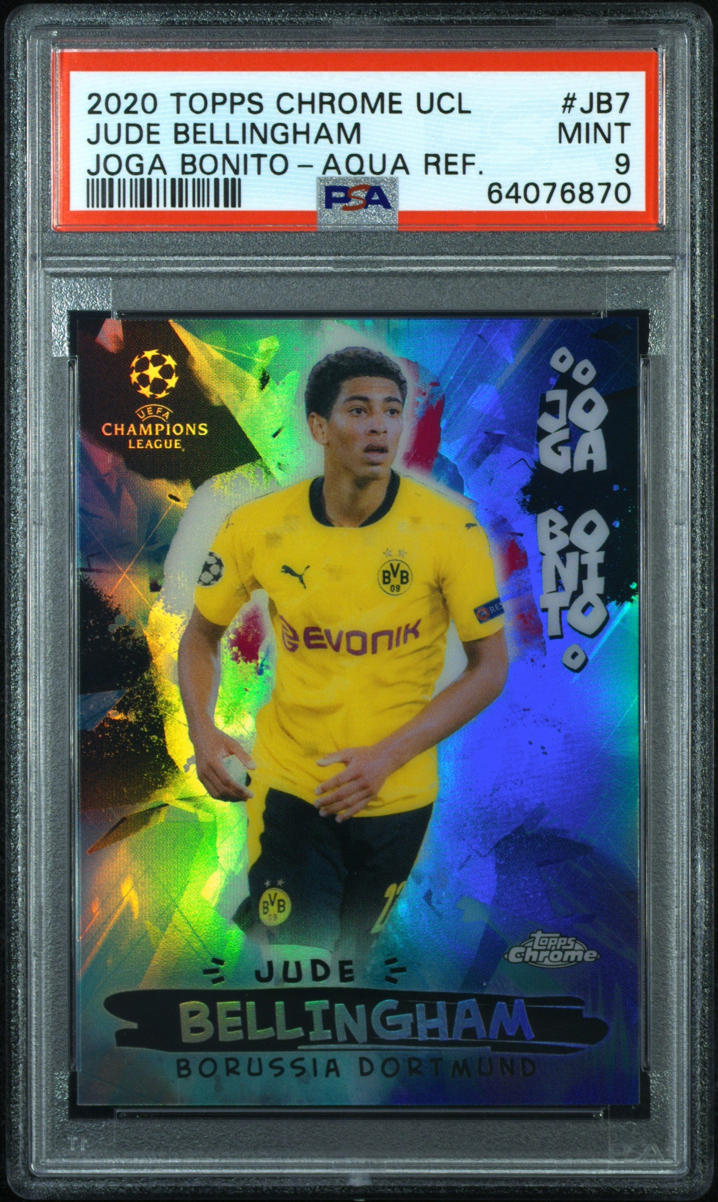 2020 Topps Chrome Uefa Champions Joga Bonito #JB7 Jude Bellingham-Aqua PSA 9
