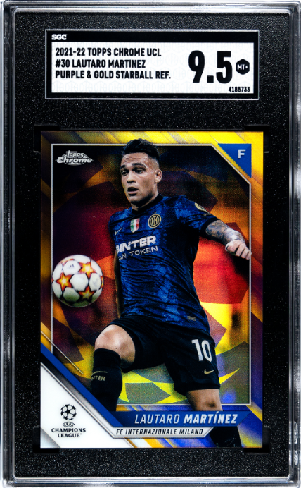 2021-22 Topps Chrome Ucl #30 Lautaro Martinez Purple & Gold Refractor SGC 9.5