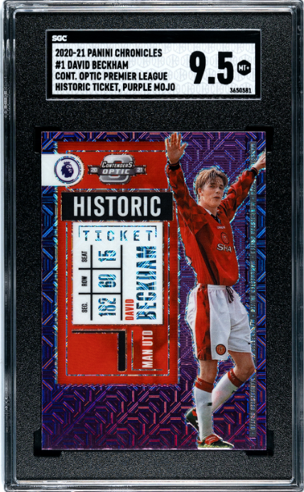 '20-'21 Panini Chronicles #1 David Beckham Premier League Historic Ticket, P9.5