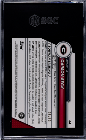2023 Bowman U Chrome Sapphire #44 Carson Beck Gold 9