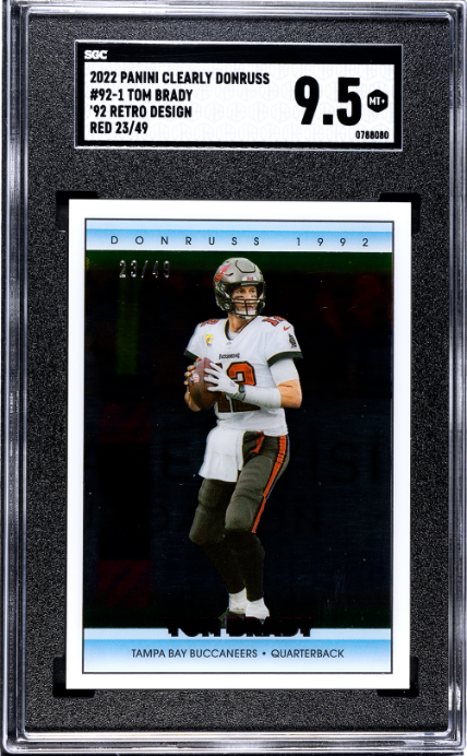 2022 Panini Clearly Donruss #92-1 Tom Brady '92 Retro Design Red 9.5