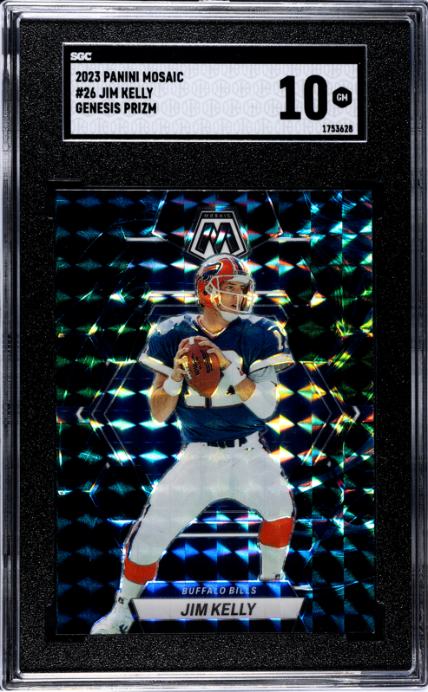 2023 Panini Mosaic #26 Jim Kelly Genesis Prizm 10