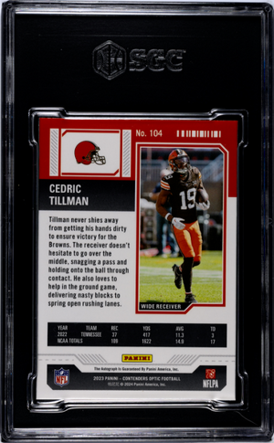 2023 Panini Contenders Optic #104 Cedric Tillman Auto. 9