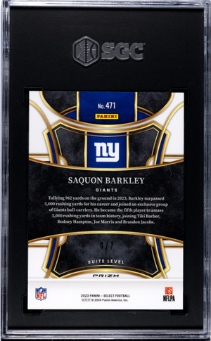 2023 Panini Select #471 Saquon Barkley Neon Orange Pulsar Prizm 10