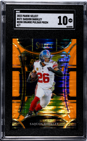 2023 Panini Select #471 Saquon Barkley Neon Orange Pulsar Prizm 10