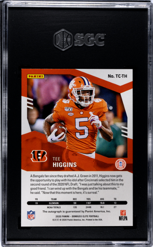 2020 Panini Elite #TC-TH Tee Higgins Turn Of The Century Auto. 9.5