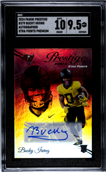 2024 Panini Prestige #379 Bucky Irving Auto. Xtra Points Premium SGC 9.5
