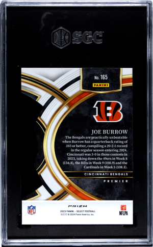 2023 Panini Select #165 Joe Burrow Zebra Die-Cut Prizm SGC 9.5
