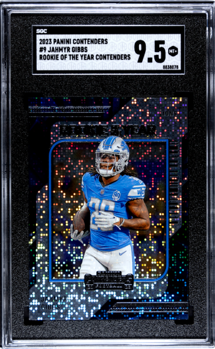 2023 Panini Contenders #9 Jahmyr Gibbs Rookie Of The Year Contenders SGC 9.5