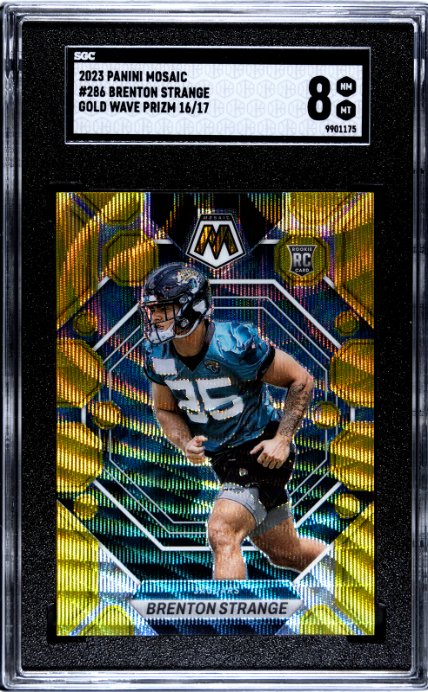2023 Panini Mosaic #286 Brenton Strange Gold Wave Prizm SGC8