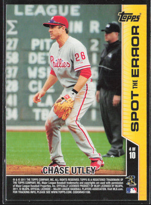 2011 Topps Opening Day #4 Chase Utley Spot the Error