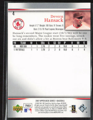 2007 Upper Deck #4 Devern Hansack Predictor Edition Blue