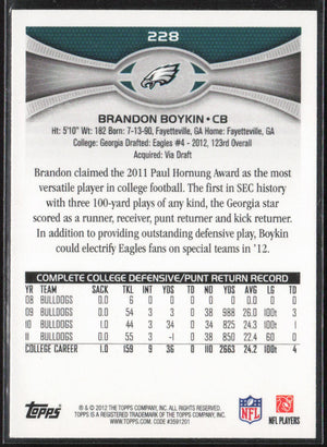 2012 Topps #228 Brandon Boykin Gold #/2012