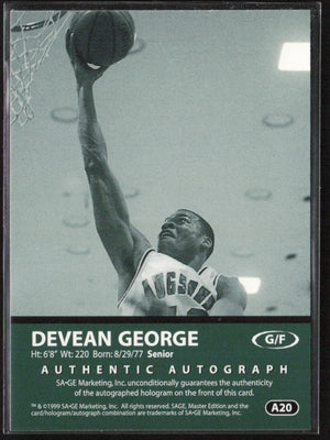 1999 Sage #A20 Devean George Auto /400