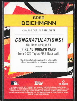 2022 Topps #FA-GD Greg Deichmann Fire Auto