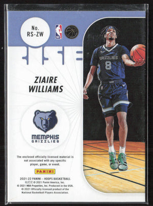 2021-22 Hoops Winter #RS-ZW Ziaire Williams Rise N Shine Memorabilia