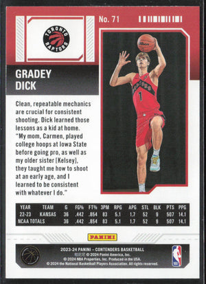 2024 2023-24 Panini Contenders Basketball Gradey Dick #71