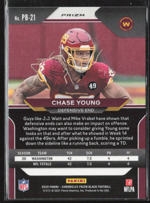 2021 Panini Prizm Black Football Chase Young #PB-21 Silver