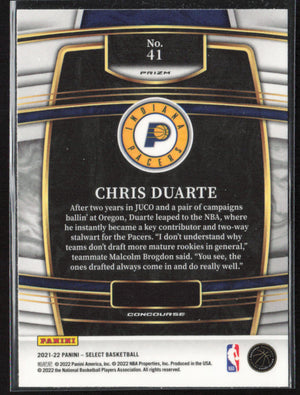 2022 2021-22 Panini Select Chris Duarte #41