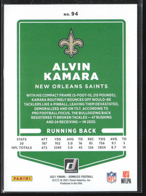 2021 Panini Donruss Alvin Kamara #94 Gold Press Proof