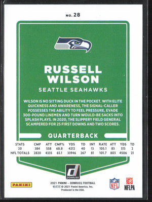 2021 Panini Donruss Football Russell Wilson #28 Gold Press Proof