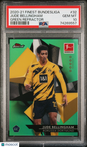 2020 Topps Finest Bundesliga Jude Bellingham #32 Green Refractor PSA 10