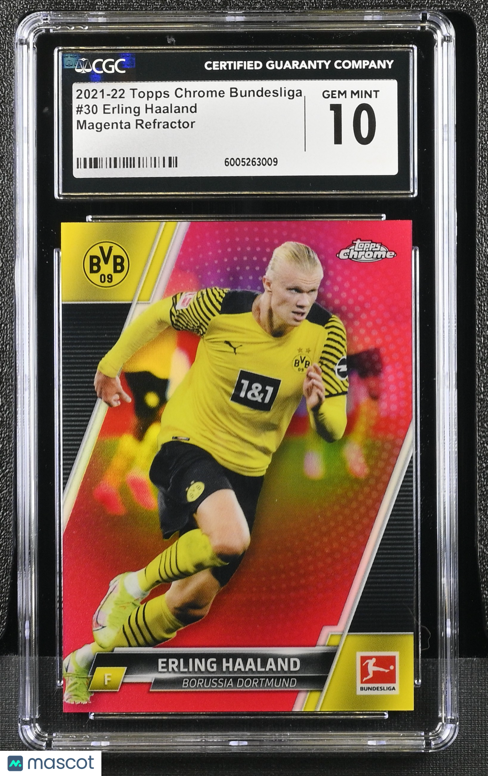 2021-22 Topps Chrome Bundesliga Erling Haaland #30 Magenta Refractor CGC 10