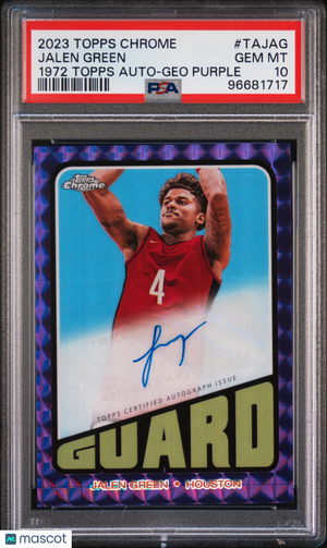 2023 Topps Chrome 1972 Topps Autographs Jalen Green #TAJAG Purple Geo PSA 10