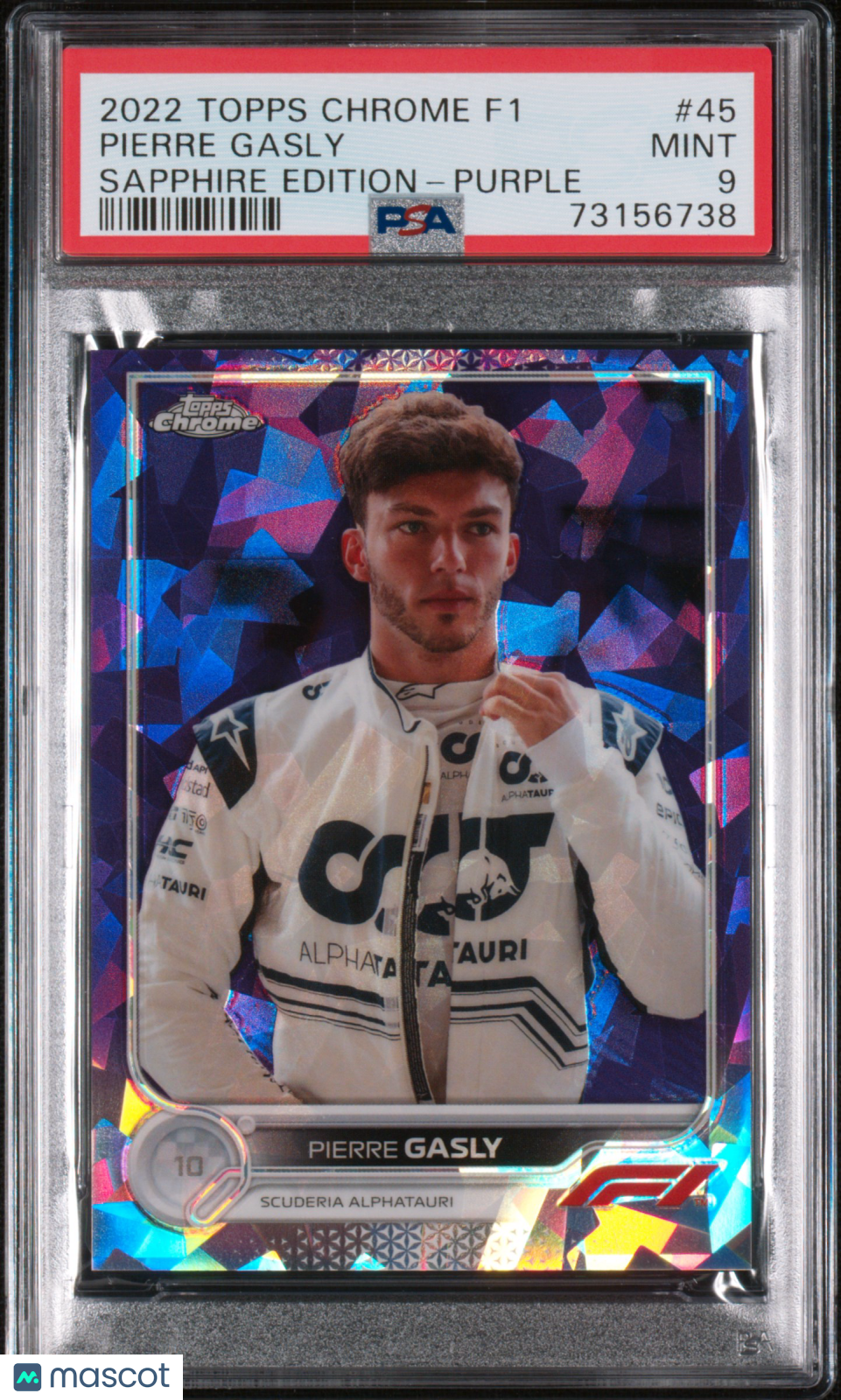 2022 Topps Chrome Formula 1 Sapphire Edition Pierre Gasly #45 Purple PSA 9